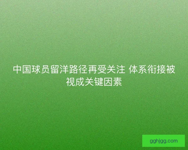 中国球员留洋路径再受关注 体系衔接被视成关键因素
