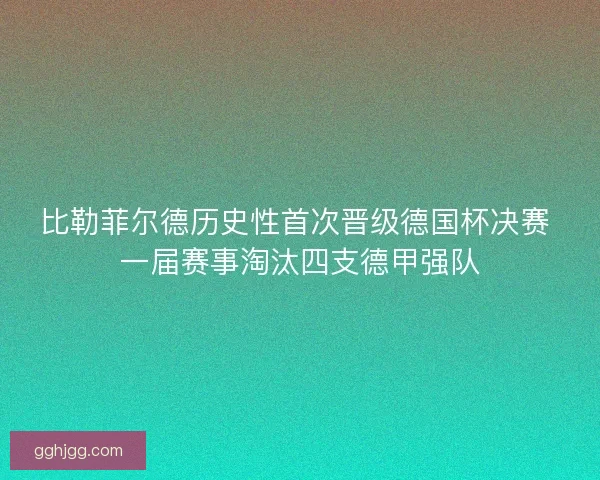 比勒菲尔德历史性首次晋级德国杯决赛 一届赛事淘汰四支德甲强队